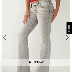 NWT Joey Low Rise Flare in Cosmic Dust w/Red Stitching